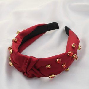 NWT: Elegant Red Jeweled Knotted Headband - A Touch of Luxe and Sparkle